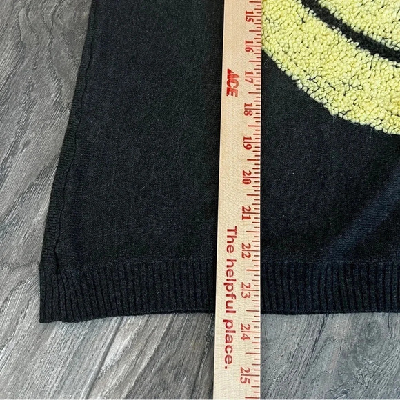 THE CLASSIC Smiley Face Acrylic Sweater Textured Charcoal Grey Size Medium - Picture 9 of 10